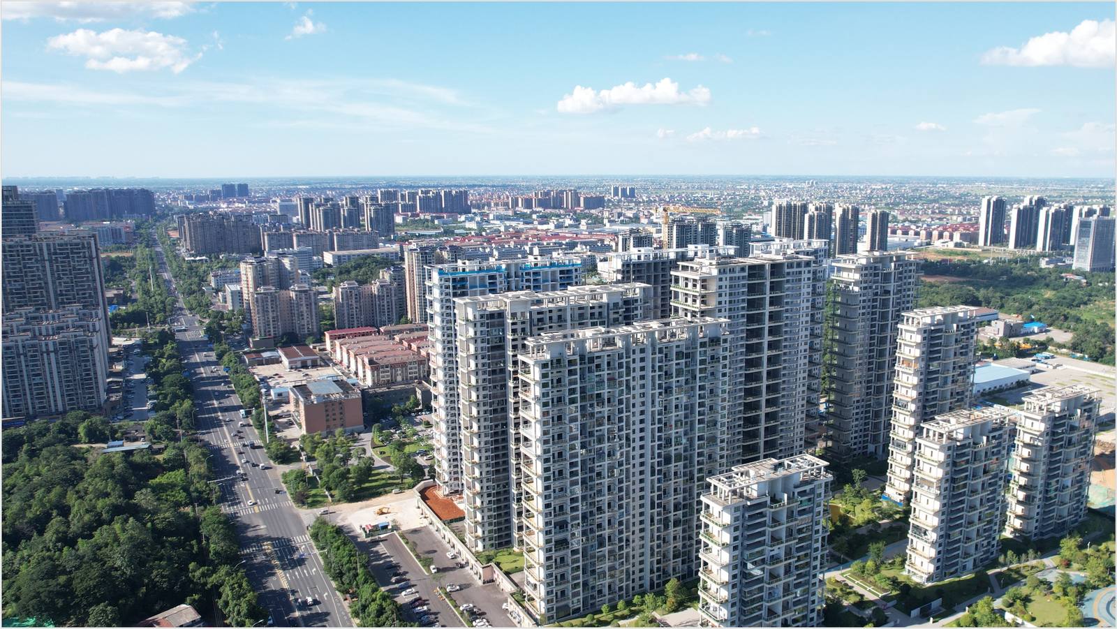 Aerial view of Yiyang, China — modern residential towers